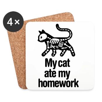 Meine Katze hat meine Hausaufgaben zurück zum Schüler gefressen - Untersetzer (4er-Set) - Weiß - Vorne