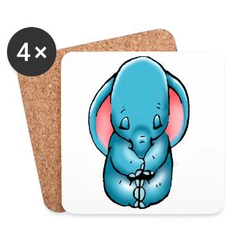 éléphant bébé - Dessous de verre (lot de 4) - blanc - Devant