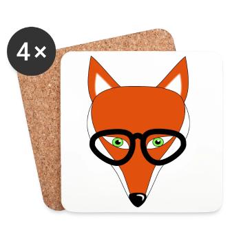 fuchs mit brille geschenk - Untersetzer (4er-Set) - Weiß - Vorne