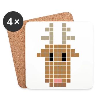 pixel rentier - Untersetzer (4er-Set) - Weiß - Vorne