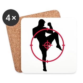Kickboxing / Kick-Boxeur / Kick Boxing / - Dessous de verre (lot de 4) - blanc - Devant