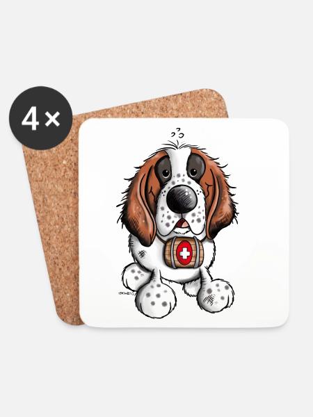 Saint Bernard cartoon - Coasters (set of 4) - white