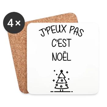 Noël / Père Noël / Sapin / noel / Famille - Dessous de verre (lot de 4) - blanc - Devant