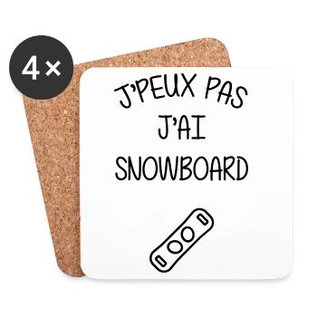Snowboard / Snowboardeur / Ski / Montagne - Dessous de verre (lot de 4) - blanc - Devant
