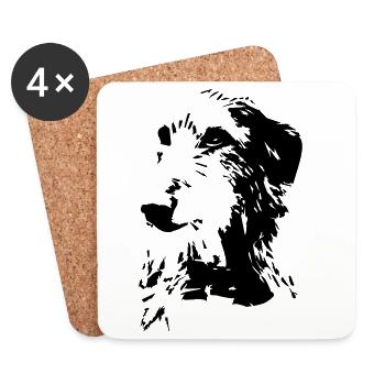Scottish Deerhound head - Coasters (set of 4) - white - Front