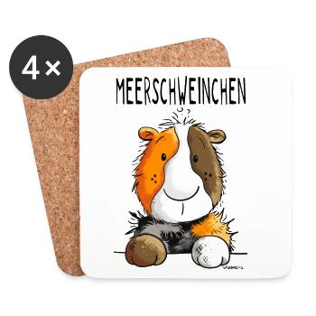 Meerschweinchen - Wutzchen - Comic - Tiere - Untersetzer (4er-Set) - Weiß - Vorne