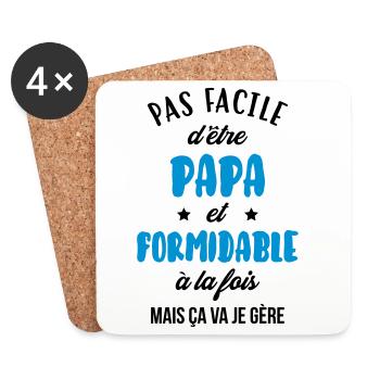 Papa - Fête des Pères - Anniversaire - Bébé - Dessous de verre (lot de 4) - blanc - Devant