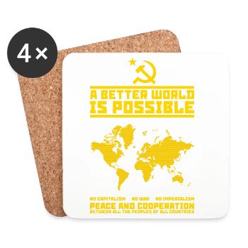 Un monde (communiste) meilleur - Dessous de verre (lot de 4) - blanc - Devant