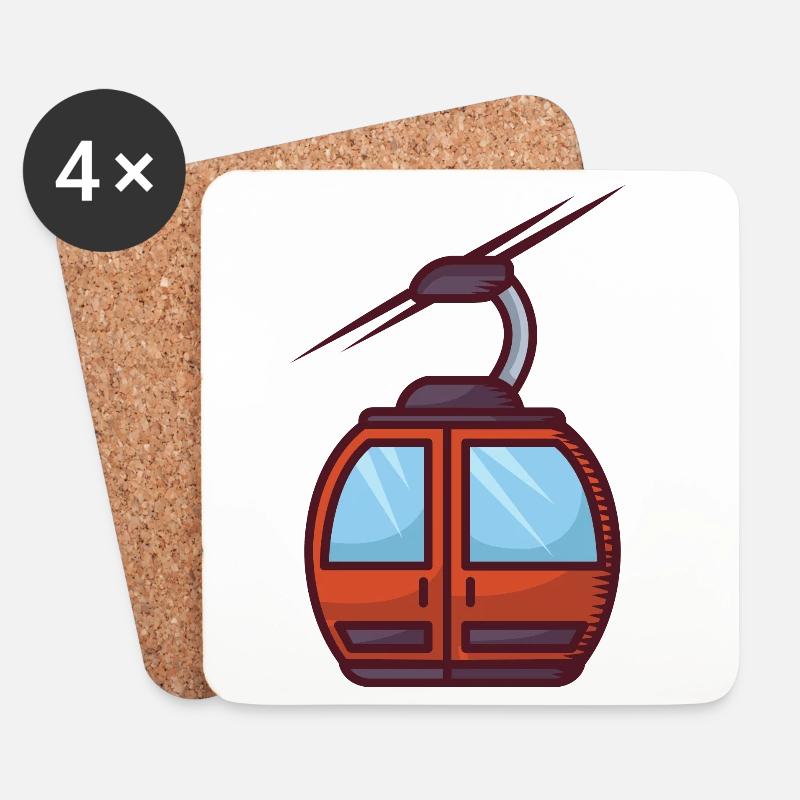 Faszinierende Seilbahn-Illustration - Untersetzer (4er-Set) - Weiß