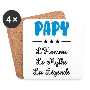 Papy Papi Grand-Père Retraite famille - Dessous de verre (lot de 4) - blanc - Devant
