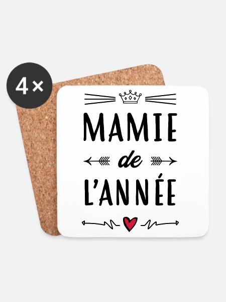 Mamie Mamy Grand-Mère Grand Mere Grands Parents - Coasters (set of 4) - white