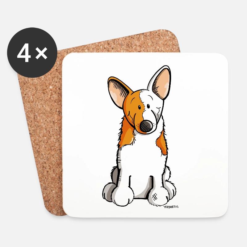 Lustiger Welsh Corgi - Untersetzer (4er-Set) - Weiß