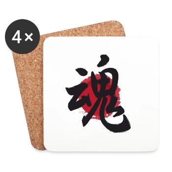 japanischer Kanji tamashii Seelen-Plakatentwurf - Untersetzer (4er-Set) - Weiß - Vorne