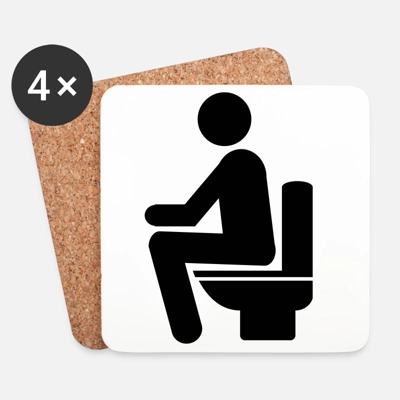 MANN AUF TOILETTE - Untersetzer (4er-Set) - Weiß