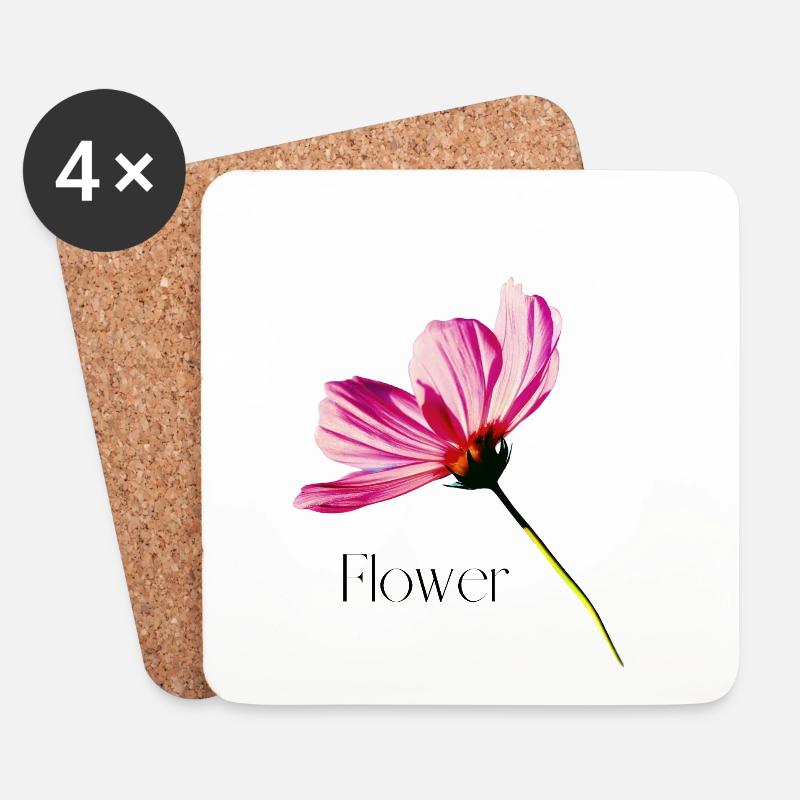 Blume - Untersetzer (4er-Set) - Weiß