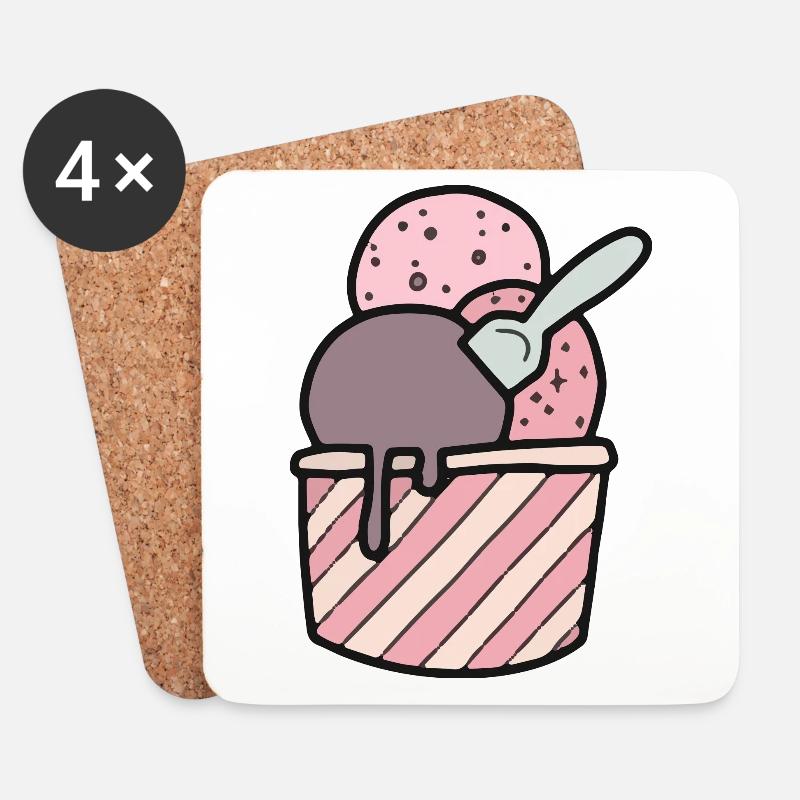 Eisbecher - Untersetzer (4er-Set) - Weiß