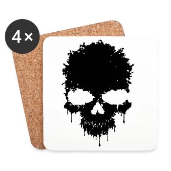 Schädel-Grunge - Untersetzer (4er-Set) - Weiß - Vorne
