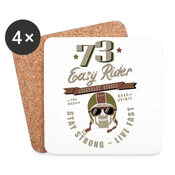 73 Skull Rétro - Dessous de verre (lot de 4) - blanc - Devant