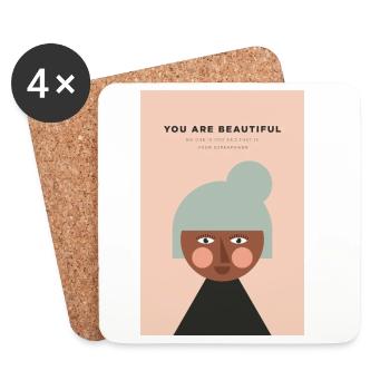 YOU ARE BEAUTIFUL - Untersetzer (4er-Set) - Weiß - Vorne