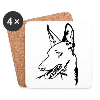 Podenco Kopf - Untersetzer (4er-Set) - Weiß - Vorne
