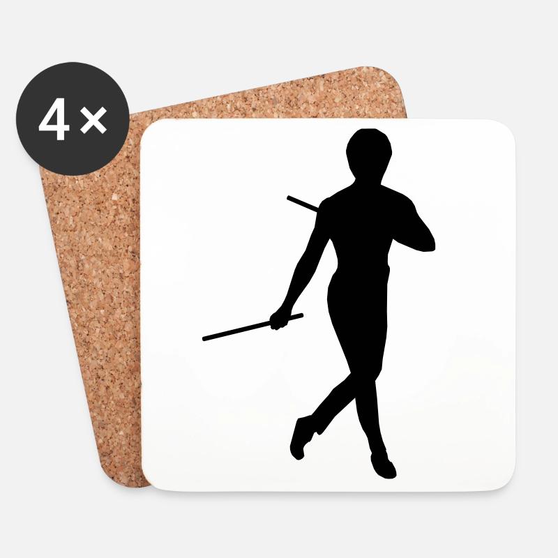 Bruce Lee Kung Fu Escrima Schattenfigur - Untersetzer (4er-Set) - Weiß