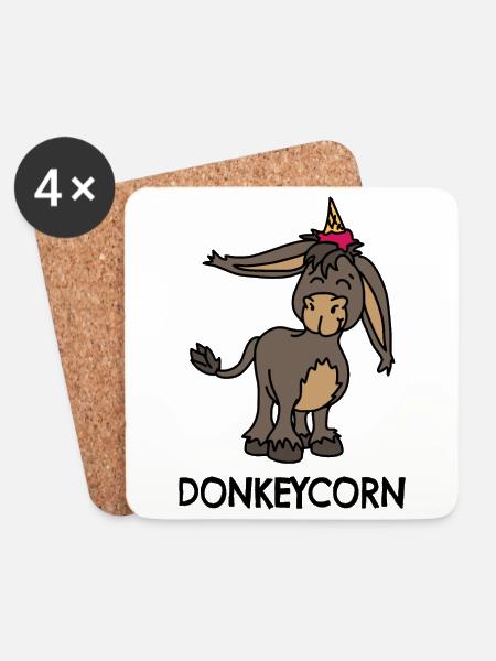 Esel Einhorn Donkeycorn - Untersetzer (4er-Set) - Weiß