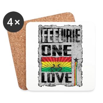 ressentir irie reggae one love - Dessous de verre (lot de 4) - blanc - Devant