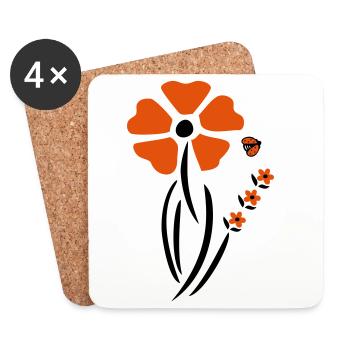 Spring with ladybug - Coasters (set of 4) - white - Front