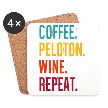Coffee Cycle Wine Repeat - Coasters (set of 4) - white - Front
