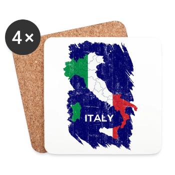 Italia Flag Map - Coasters (set of 4) - white - Front