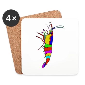 Panorama coloré de crevettes - Dessous de verre (lot de 4) - blanc - Devant