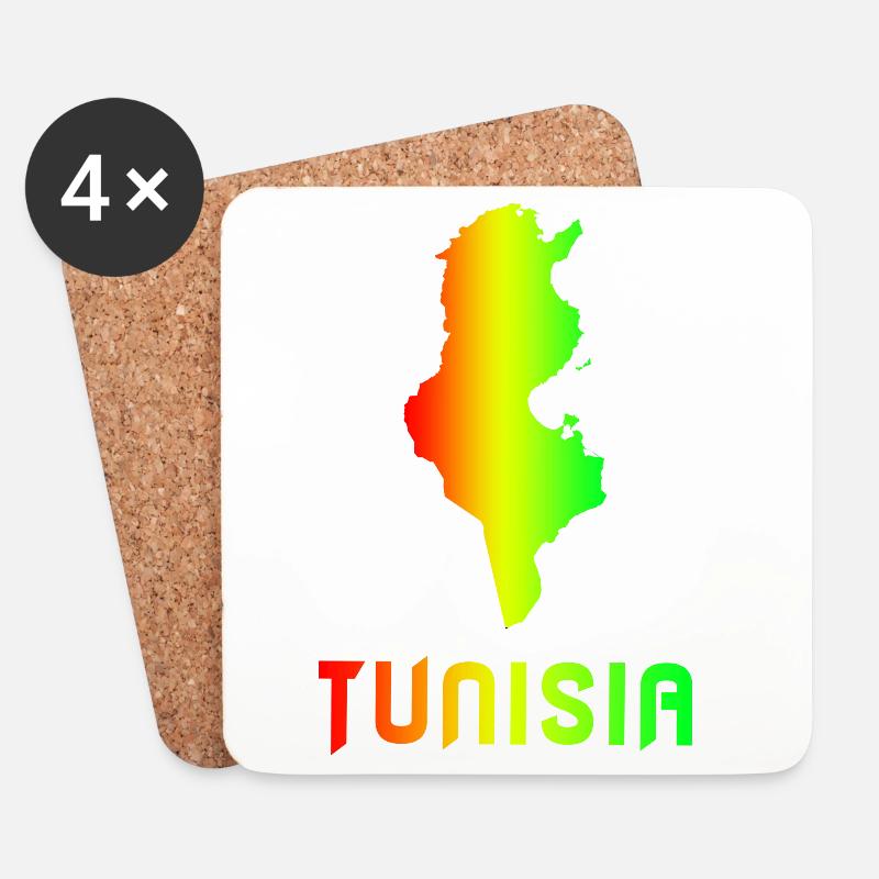 Tunesien Regenbogen Landkarten Design / Geschenk - Untersetzer (4er-Set) - Weiß