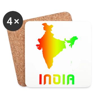 Indien Landkarten Regenbogen Design / Geschenk - Untersetzer (4er-Set) - Weiß - Vorne