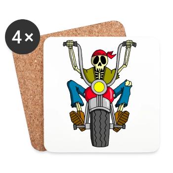 Skelett Motorrad - Untersetzer (4er-Set) - Weiß - Vorne