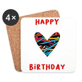 GEBURTSTAG. ALLES GUTE ZUM GEBURTSTAG. ALLES GUTE ZUM GEBURTSTAG. - Untersetzer (4er-Set) - Weiß - Vorne