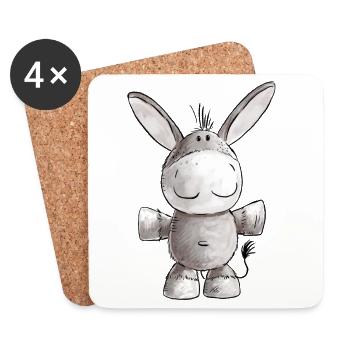 Petit âne I motif animal - Dessous de verre (lot de 4) - blanc - Devant