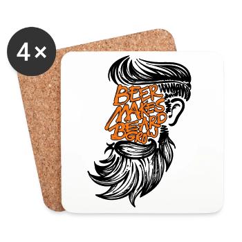 Déclaration de barbe humoristique Porteur de barbe complète - Dessous de verre (lot de 4) - blanc - Devant