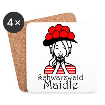 Lustiges Schwarzwald Maidle Bollenhut Design - Untersetzer (4er-Set) - Weiß - Vorne