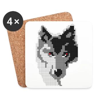 Loup gris en forme de t-shirt pixel Classic - Dessous de verre (lot de 4) - blanc - Devant