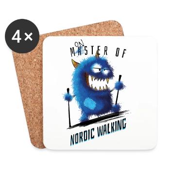 Maître (monstre) de la marche nordique. - Dessous de verre (lot de 4) - blanc - Devant
