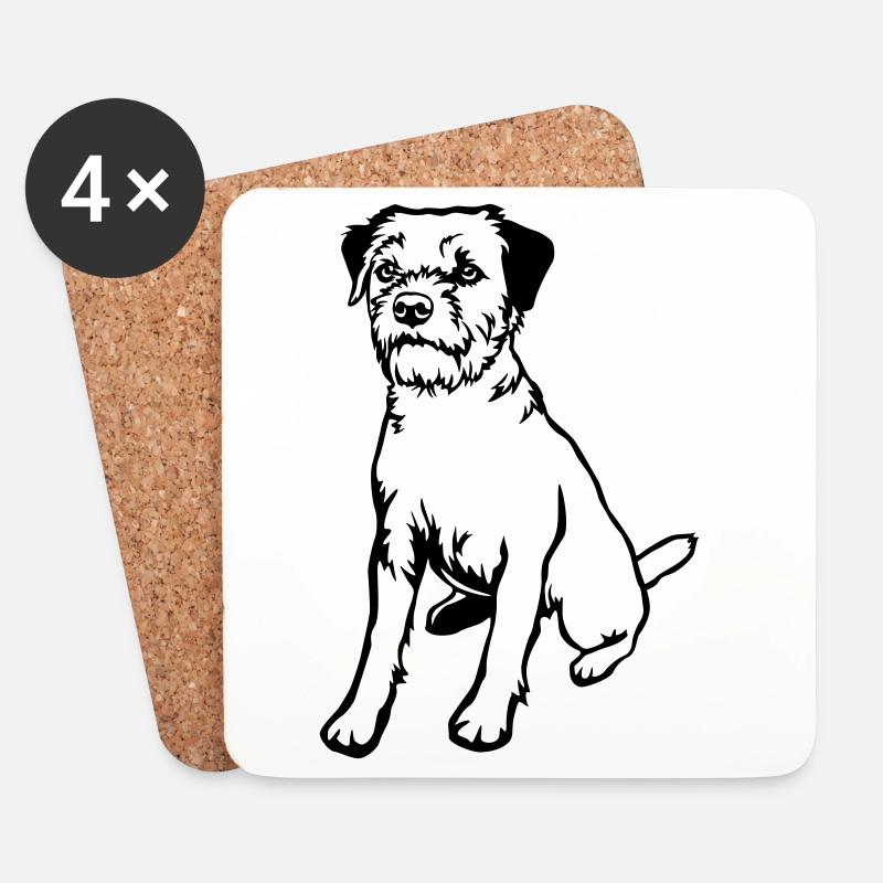 Border Terrier - Untersetzer (4er-Set) - Weiß
