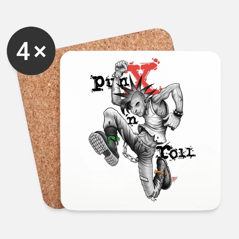 Punk 'n' Roll - v1 - Untersetzer (4er-Set) - Weiß