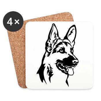 German Shepherd Head - Coasters (set of 4) - white - Front