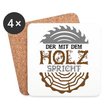 Farbe änderbar | Der mit dem Holz spricht - Untersetzer (4er-Set) - Weiß - Vorne