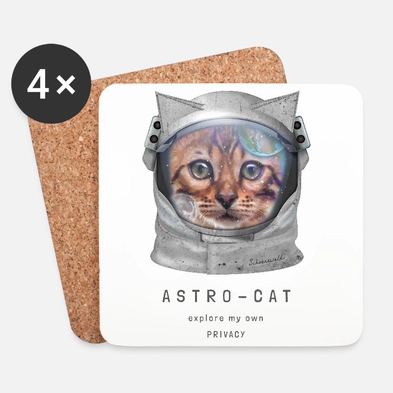 Astro cat Space cat Astronaut cat Katze im Weltall - Untersetzer (4er-Set) - Weiß