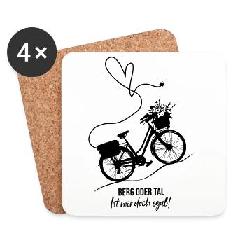 ebike-Fahrrad-Blumen-Herz - Untersetzer (4er-Set) - Weiß - Vorne