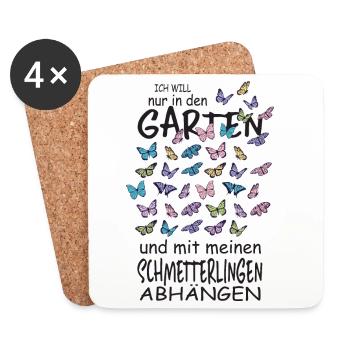 Schmetterlinge und mein Garten - Untersetzer (4er-Set) - Weiß - Vorne