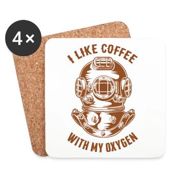 I Like Coffee With My Oxygen - Divers Love Coffee - Coasters (set of 4) - white - Front