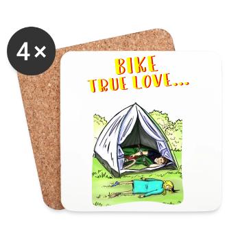 Bike True Love Camping - Untersetzer (4er-Set) - Weiß - Vorne