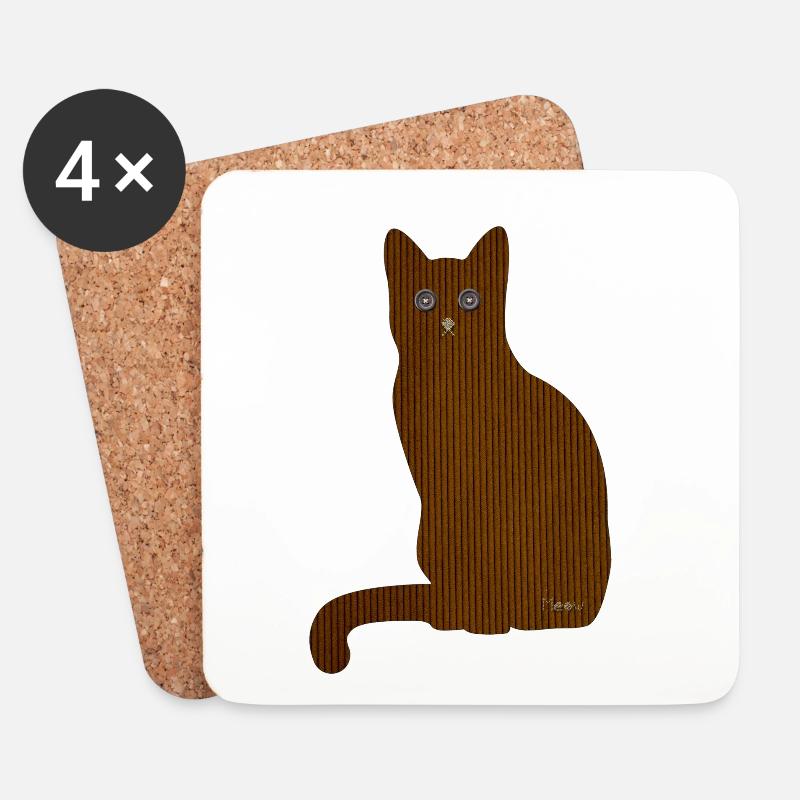 Katze Meow - Untersetzer (4er-Set) - Weiß